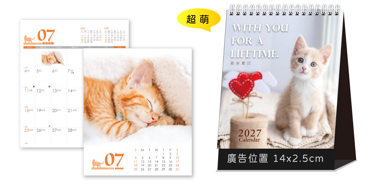 LTU07親密寶貝(貓)(大直)三角桌曆